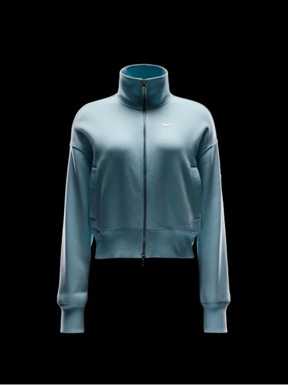 Nike Sportswear Phoenix Fleece Full Zip Jacket Light Blue Cropped Women's L